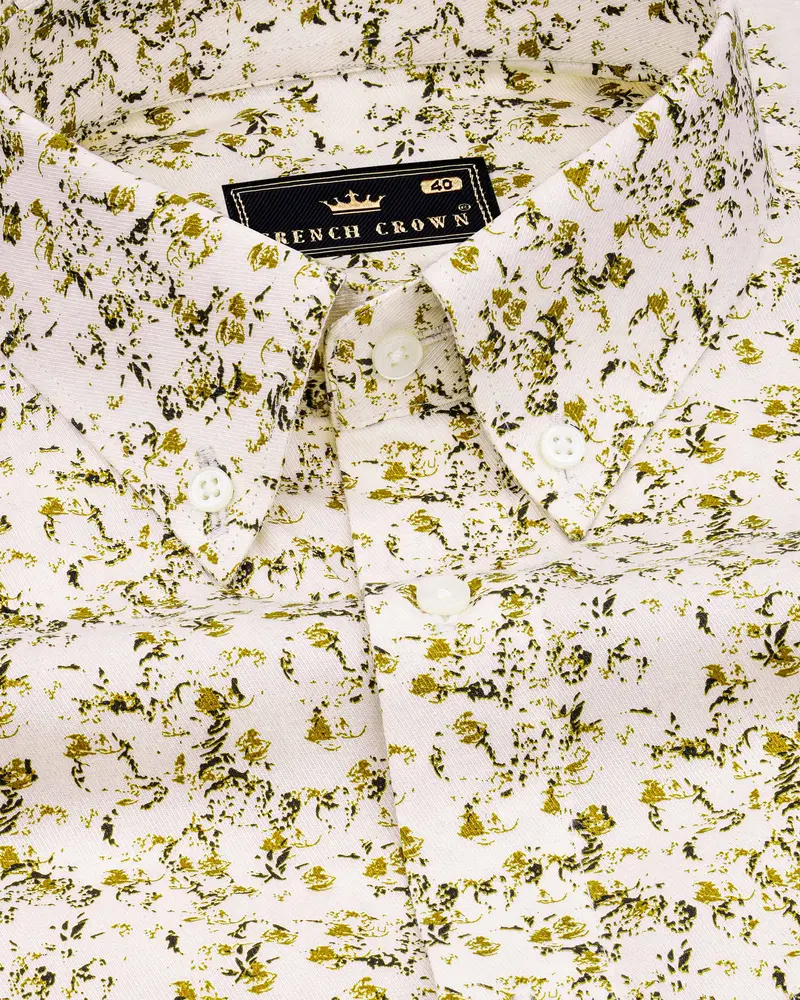 Amour Cream Ditsy Printed Twill Premium Cotton Shirt 1