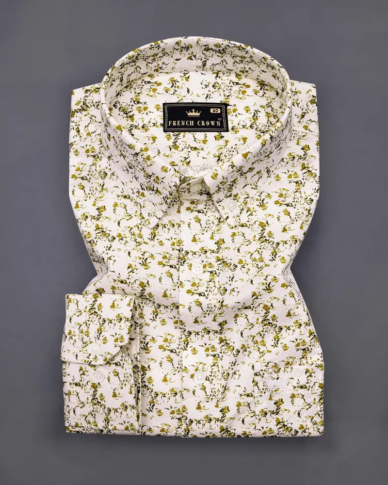 Amour Cream Ditsy Printed Twill Premium Cotton Shirt 3