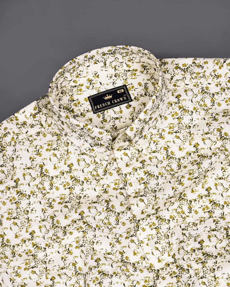 Amour Cream Ditsy Printed Twill Premium Cotton Shirt 4