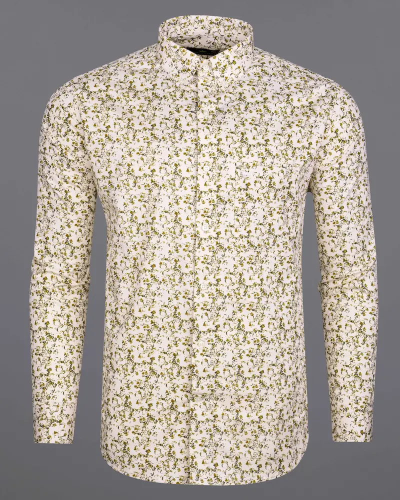 Amour Cream Ditsy Printed Twill Premium Cotton Shirt 5