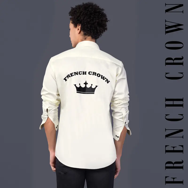 Amour Cream French Crown Printed Subtle Sheen Super Soft Premium Cotton Designer Shirt 1