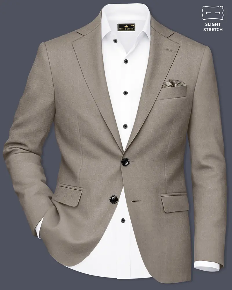 Amour-Dusty Brown Solid Wool Rich Single Breasted Slight Stretch Blazer 1