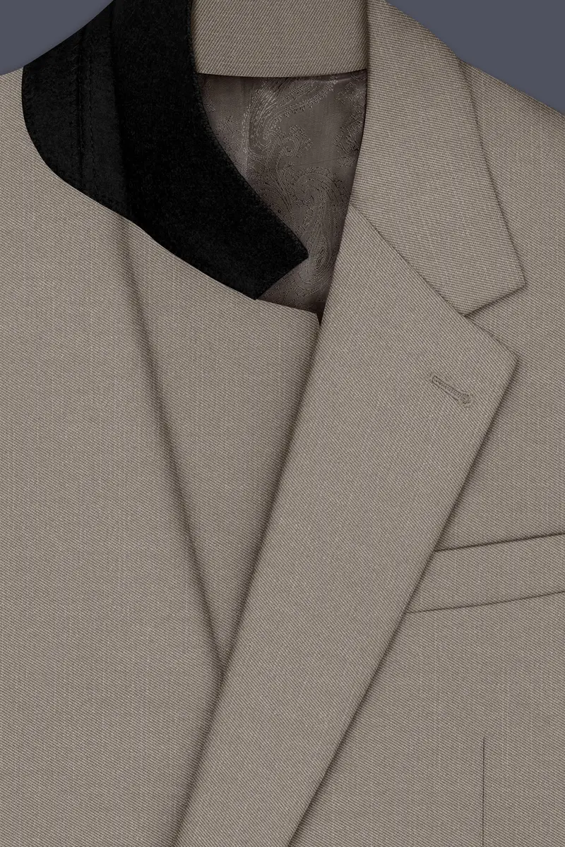 Amour-Dusty Brown Solid Wool Rich Single Breasted Slight Stretch Blazer 4