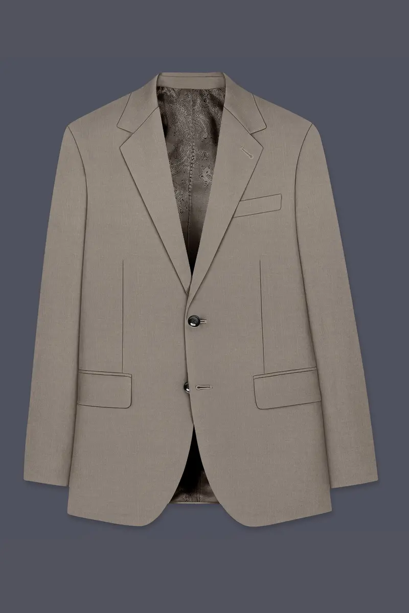 Amour-Dusty Brown Solid Wool Rich Single Breasted Slight Stretch Blazer 7