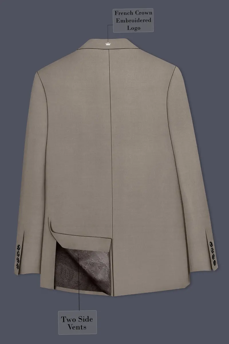 Amour-Dusty Brown Solid Wool Rich Single Breasted Slight Stretch Blazer 8