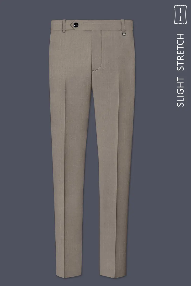 Amour-Dusty Brown Solid Wool Rich Slight Stretch Waistband Pant 2