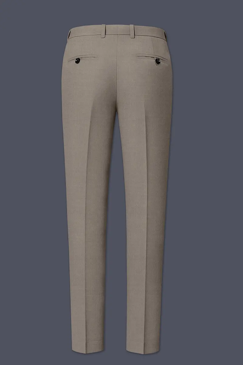 Amour-Dusty Brown Solid Wool Rich Slight Stretch Waistband Pant 5
