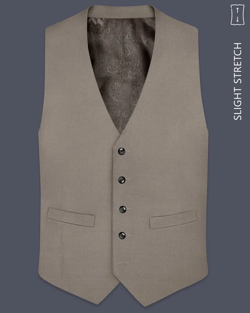 Amour-Dusty Brown Solid Wool Rich Slight Stretch Waistcoat 1