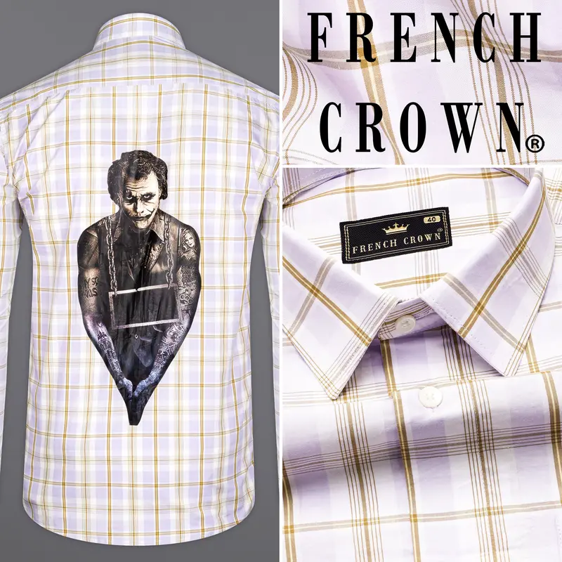 Amour Purple And Leather Brown Checkered Joker Printed Premium Cotton Designer Shirt 1