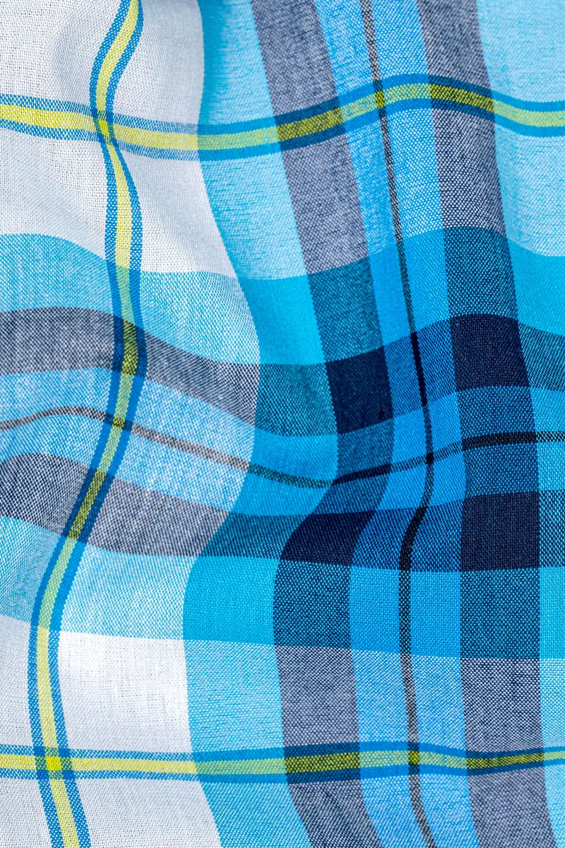 Anakiwa Blue And White Plaid Premium Twill Textured Premium Cotton Shirt 2