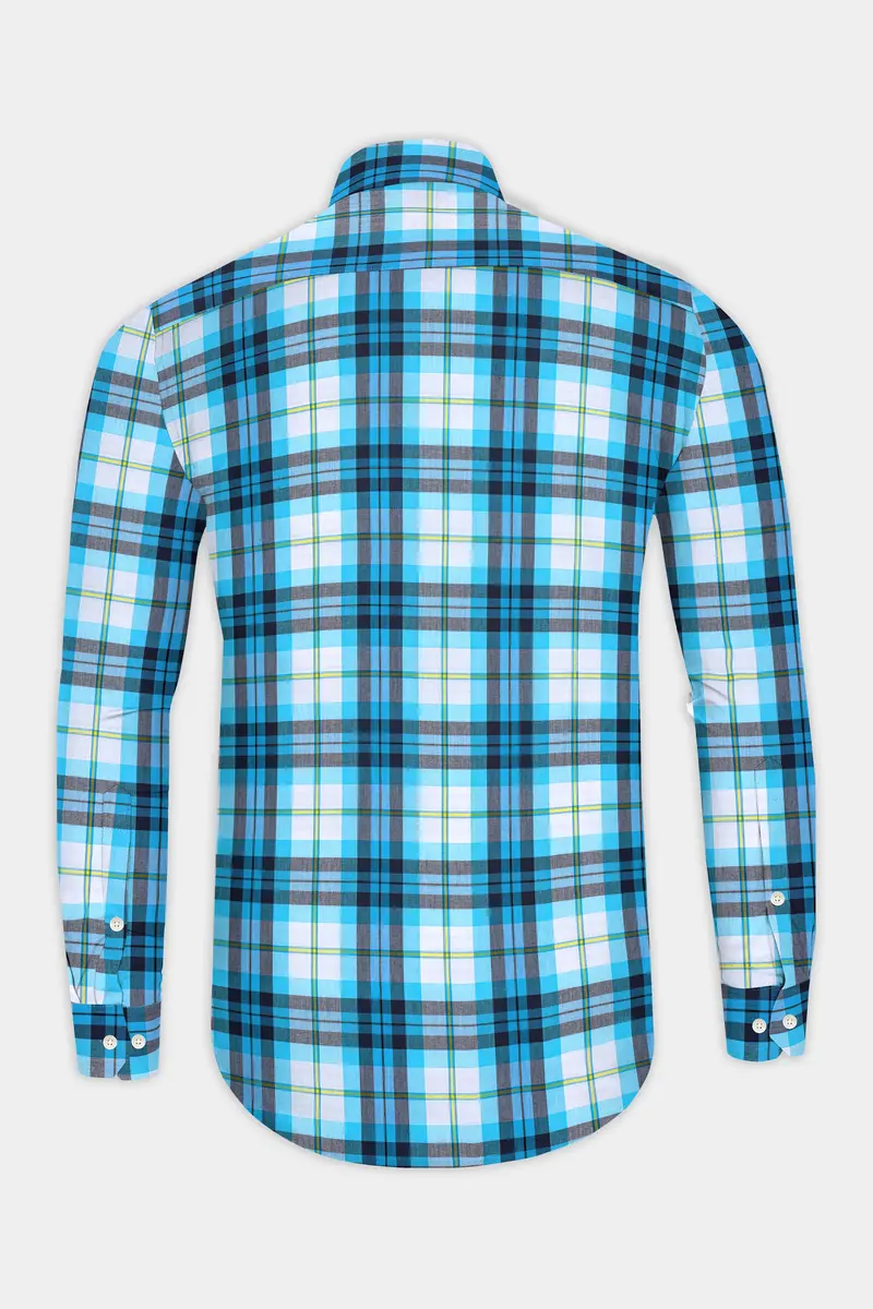 Anakiwa Blue And White Plaid Premium Twill Textured Premium Cotton Shirt 5