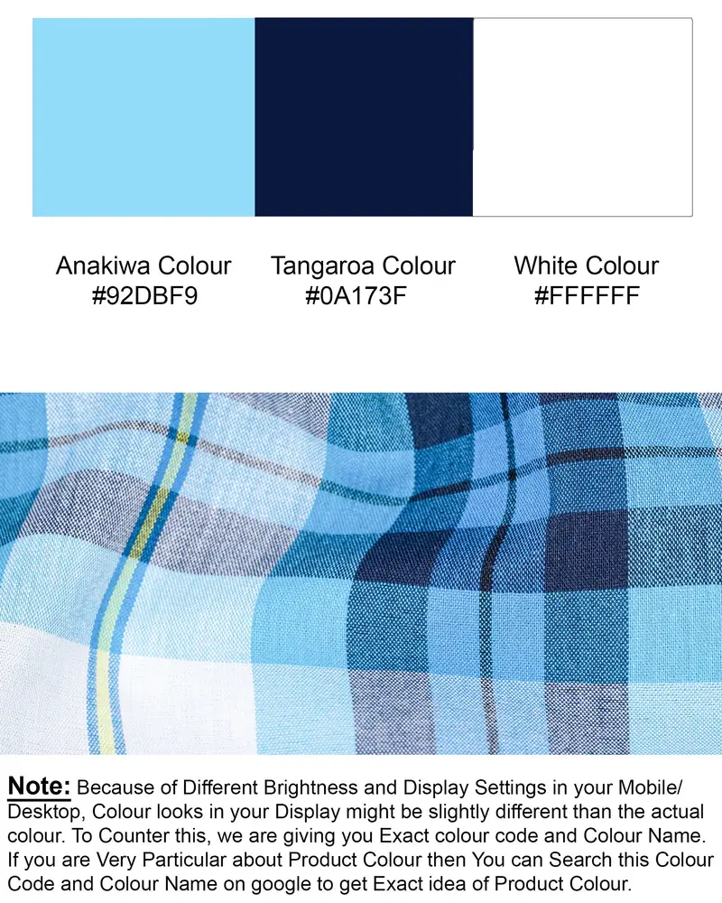 Anakiwa Blue And White Plaid Premium Twill Textured Premium Cotton Shirt 8