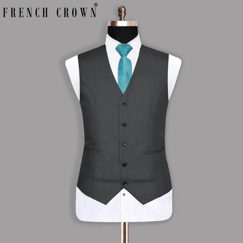 Anchor Grey Micro Checked Waistcoat 1