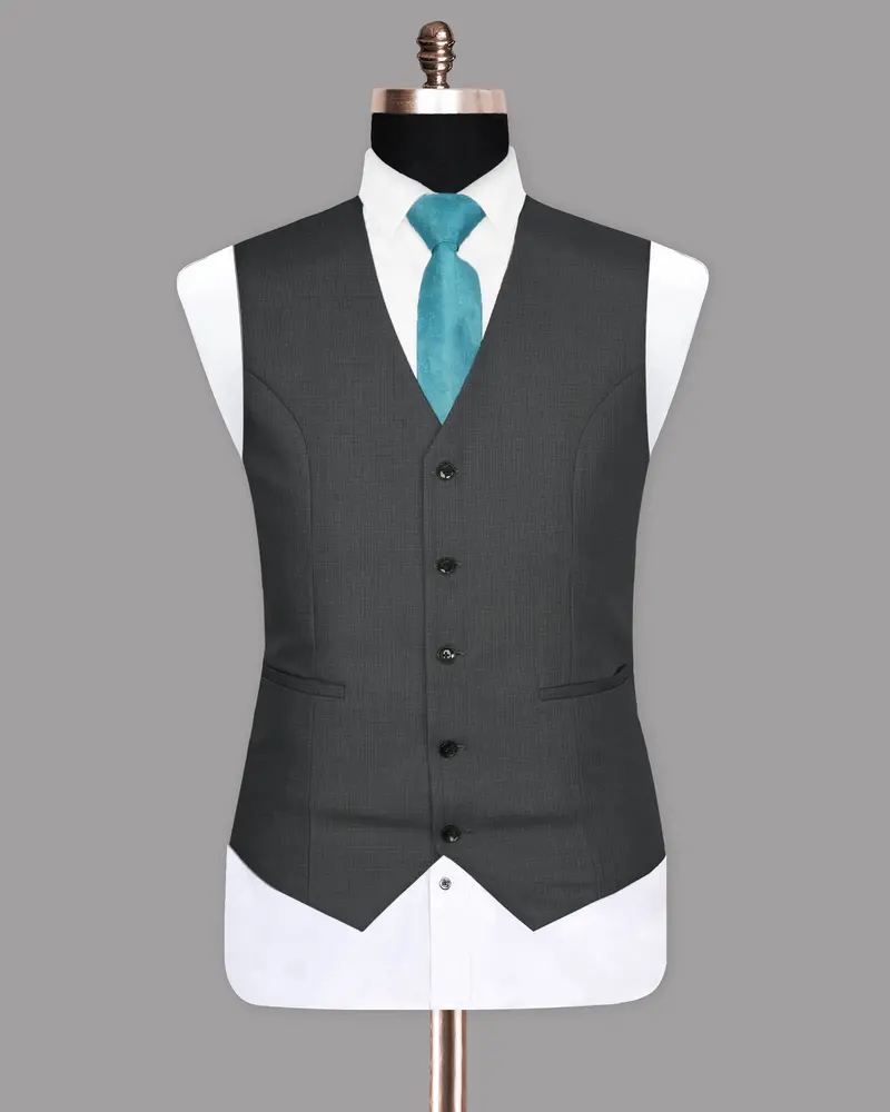 Anchor Grey Micro Checked Waistcoat 2