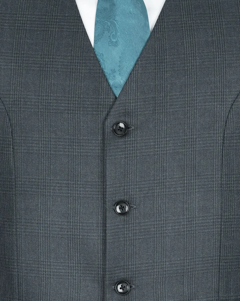 Anchor Grey Plaid Wool Blend Rich Waistcoat 5