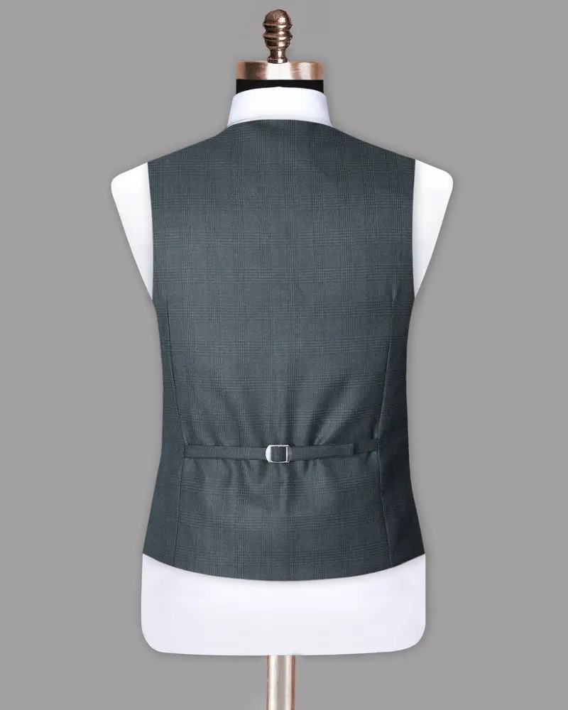 Anchor Grey Plaid Wool Blend Rich Waistcoat 6