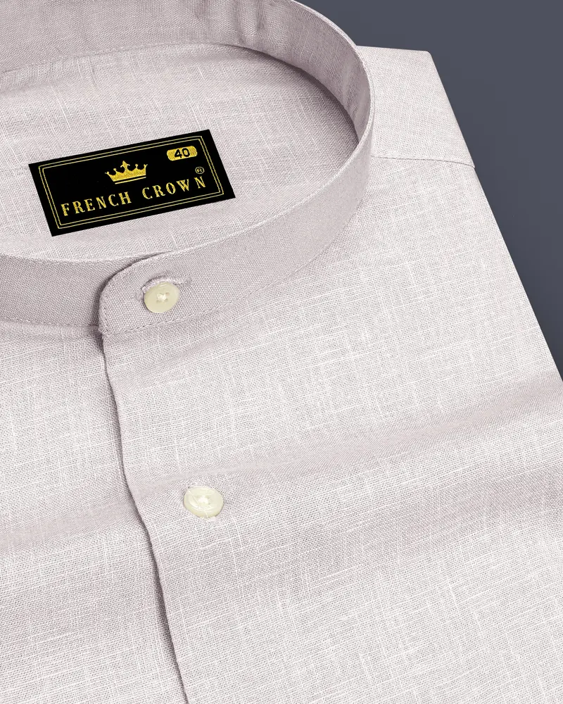 Anchor-Pearl Bush Gray Luxurious Linen Mandarin Dress Shirt 1