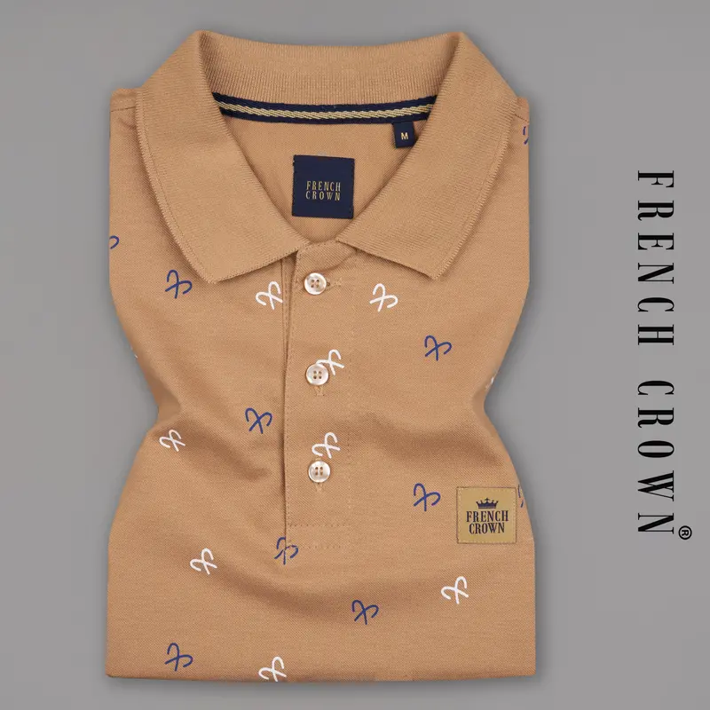 Antique Brass Brown Textured Organic Cotton Mercerised Pique Polo 1