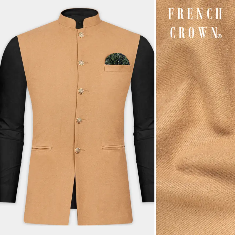 Antique Orange Corduroy Premium Cotton Nehru Jacket 1