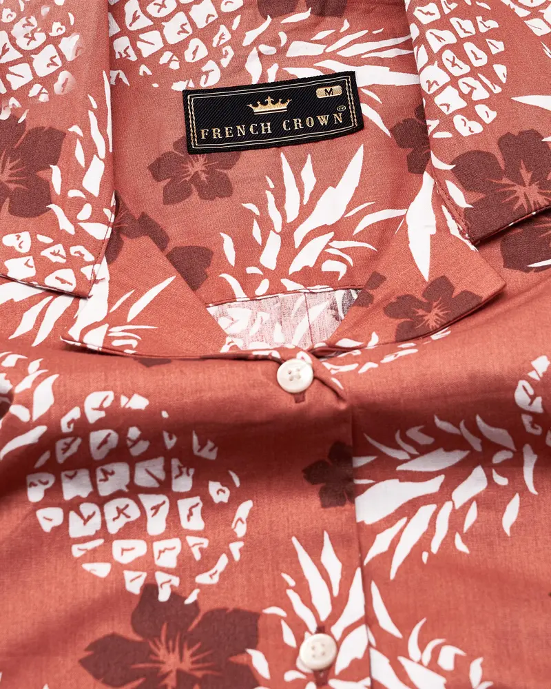 Antique Peach Pineapple Printed Premium Cotton Shirt 5