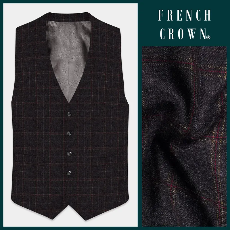 Apollo-Zeus Brown Plaid Tweed Waistcoat 1