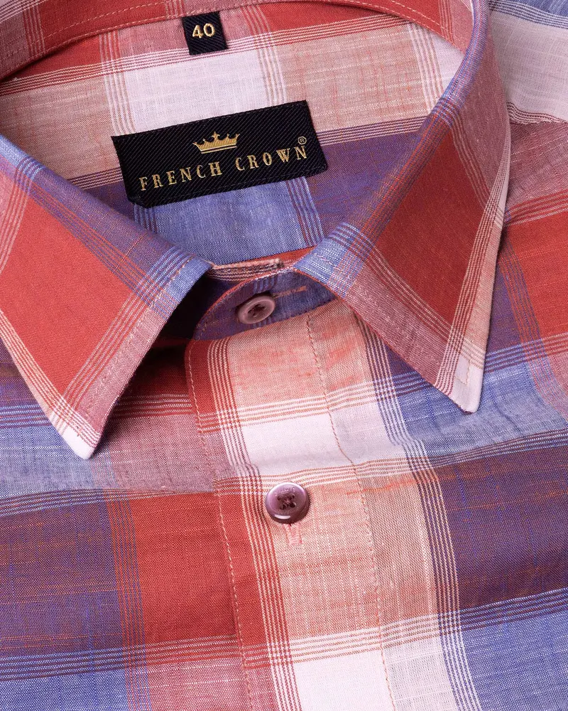 Apple Blossom Multicolor Checkered Premium Cotton Shirt 1