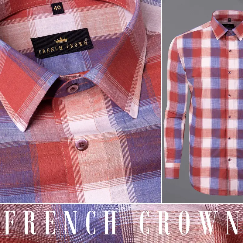 Apple Blossom Multicolor Checkered Premium Cotton Shirt 10