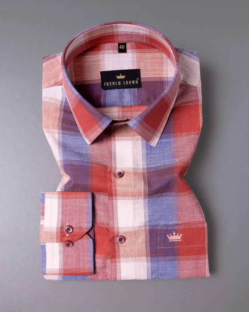 Apple Blossom Multicolor Checkered Premium Cotton Shirt 3
