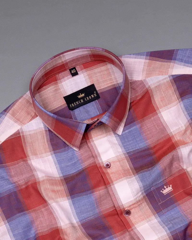 Apple Blossom Multicolor Checkered Premium Cotton Shirt 4