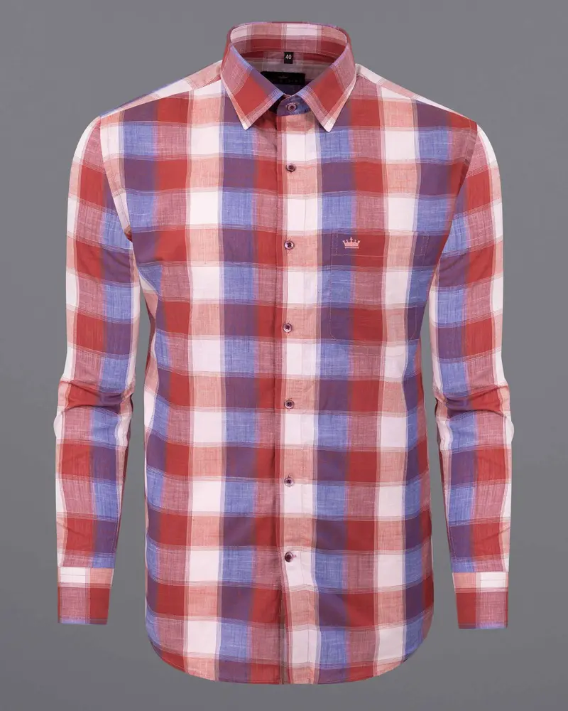 Apple Blossom Multicolor Checkered Premium Cotton Shirt 5