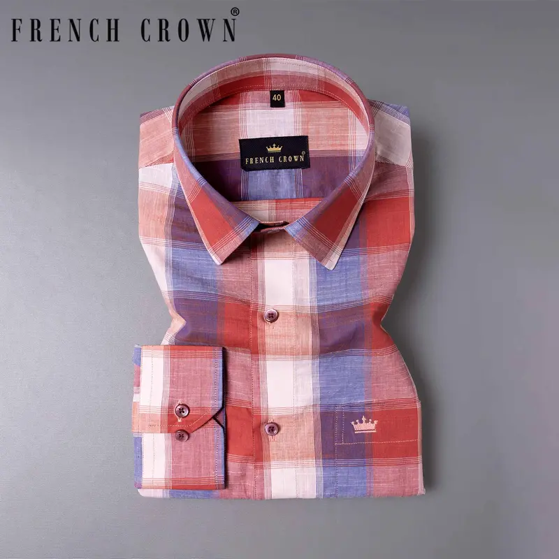 Apple Blossom Multicolor Checkered Premium Cotton Shirt 7