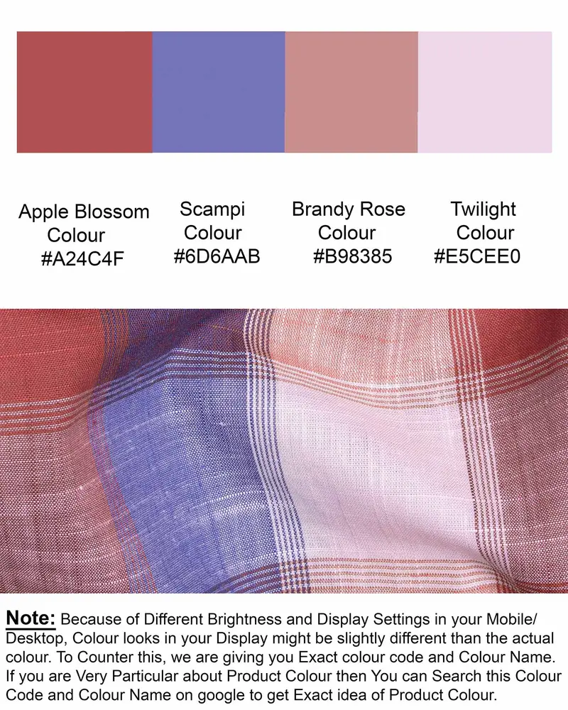 Apple Blossom Multicolor Checkered Premium Cotton Shirt 8