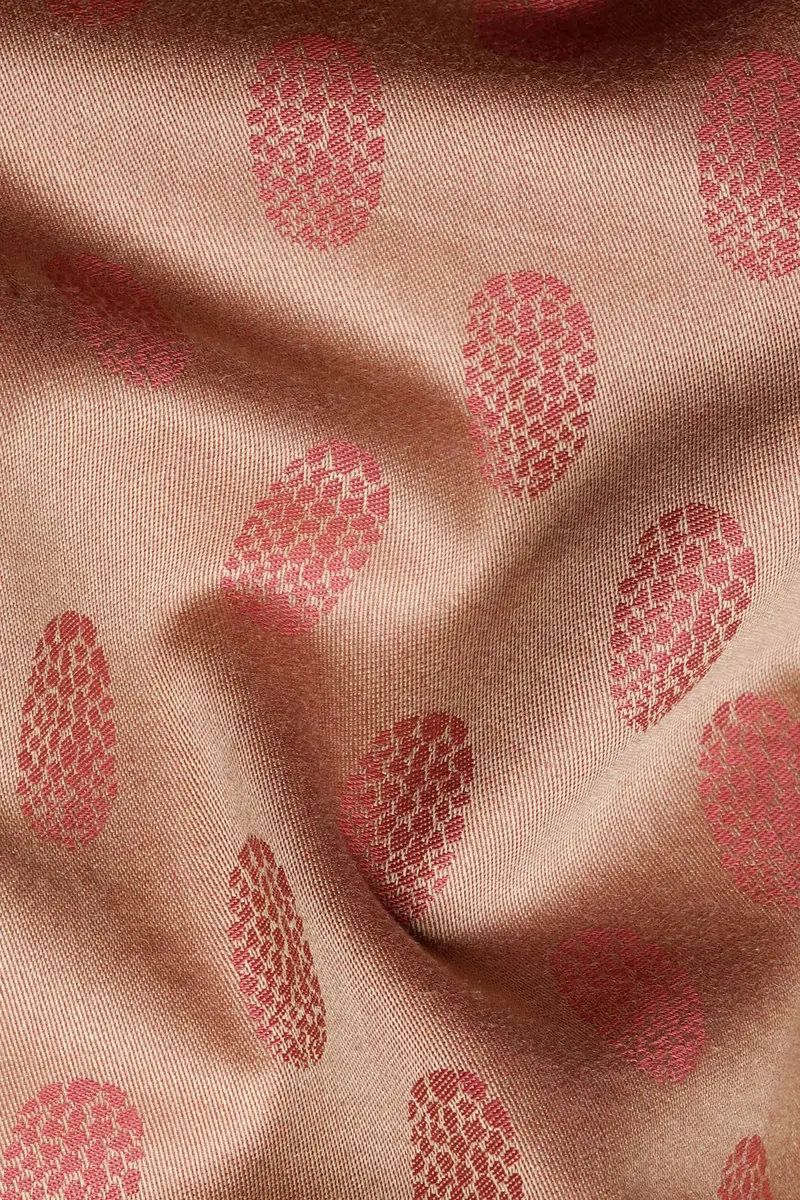 Apricot Brown And Mandy Pink Jacquard Textured Premium Giza Cotton Shirt 2