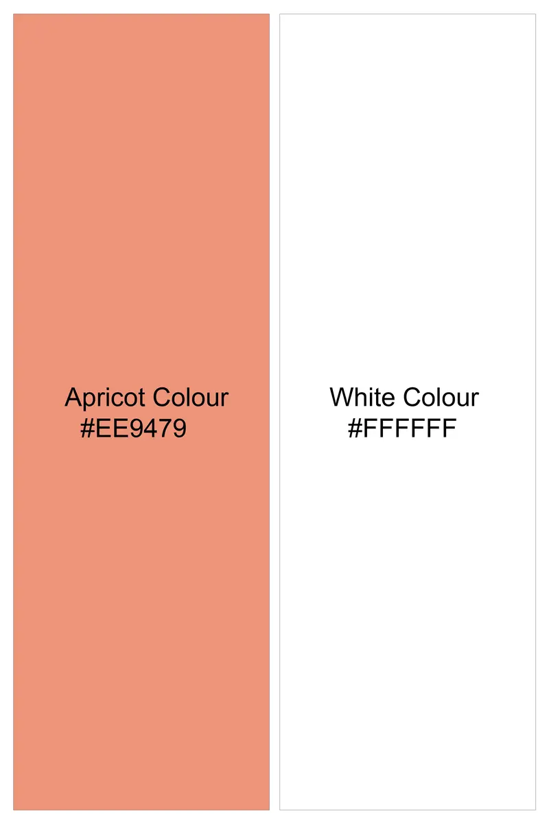 Apricot Orange With Bright White Half And Half Dobby Textured Premium Giza Cotton Designer Shirt 8