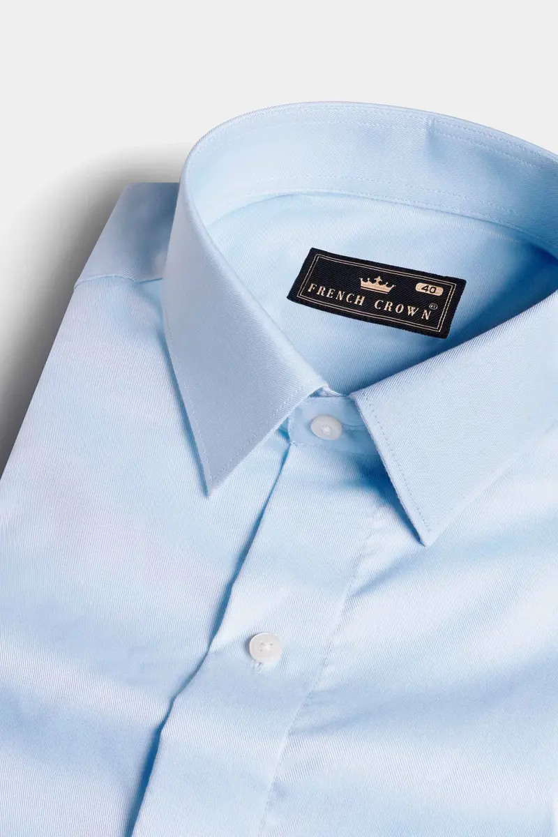 Aqua Blue Twill Premium Cotton Shirt 1