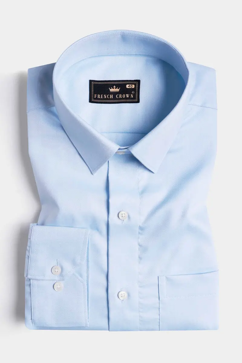 Aqua Blue Twill Premium Cotton Shirt 3