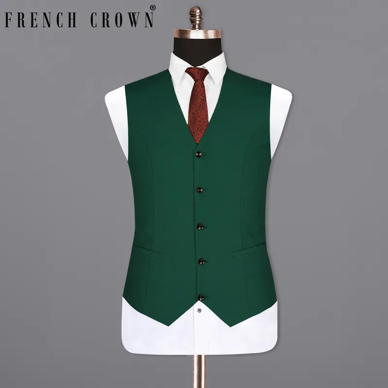 Aqua Deep Green Wool Rich Waistcoat 1
