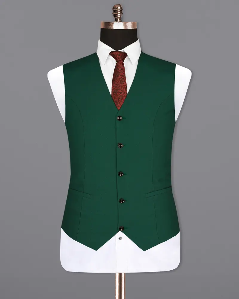 Aqua Deep Green Wool Rich Waistcoat 2