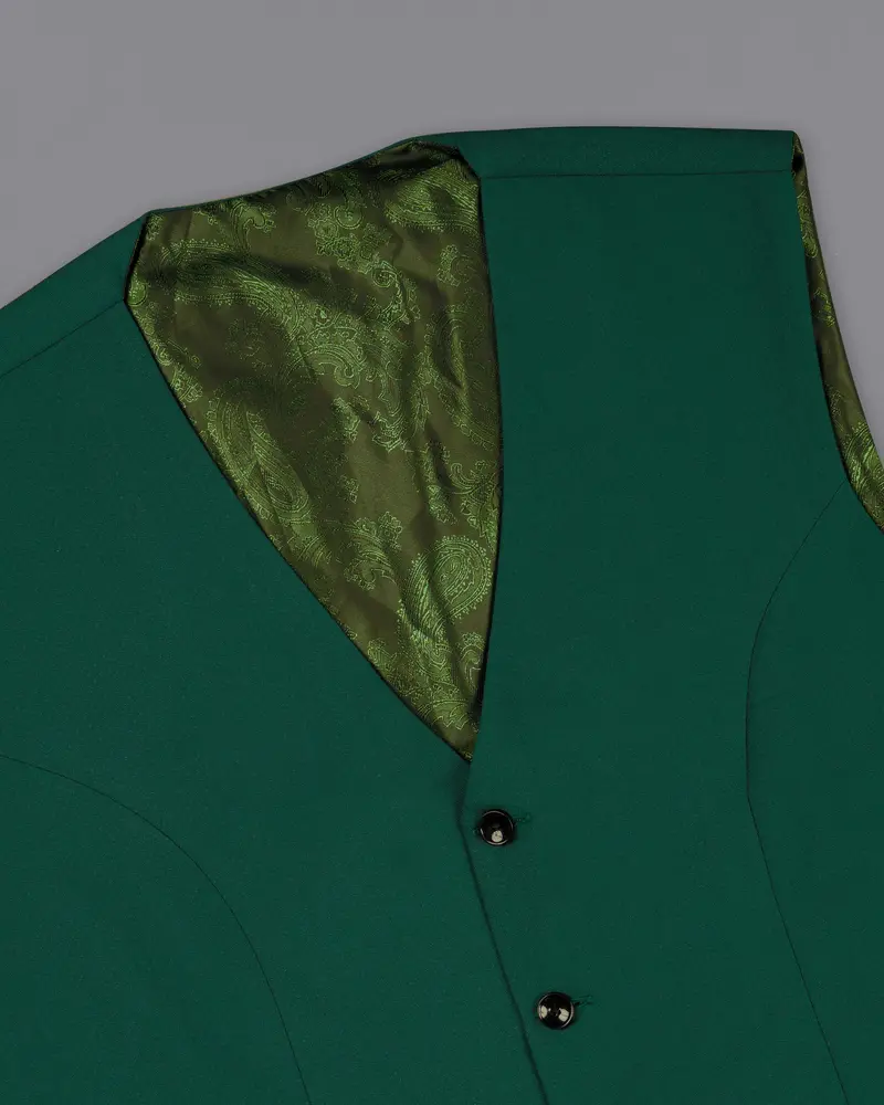 Aqua Deep Green Wool Rich Waistcoat 4