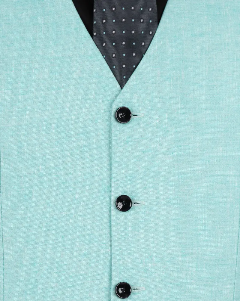 Aqua Island Blue Luxurious Linen Waistcoat 5