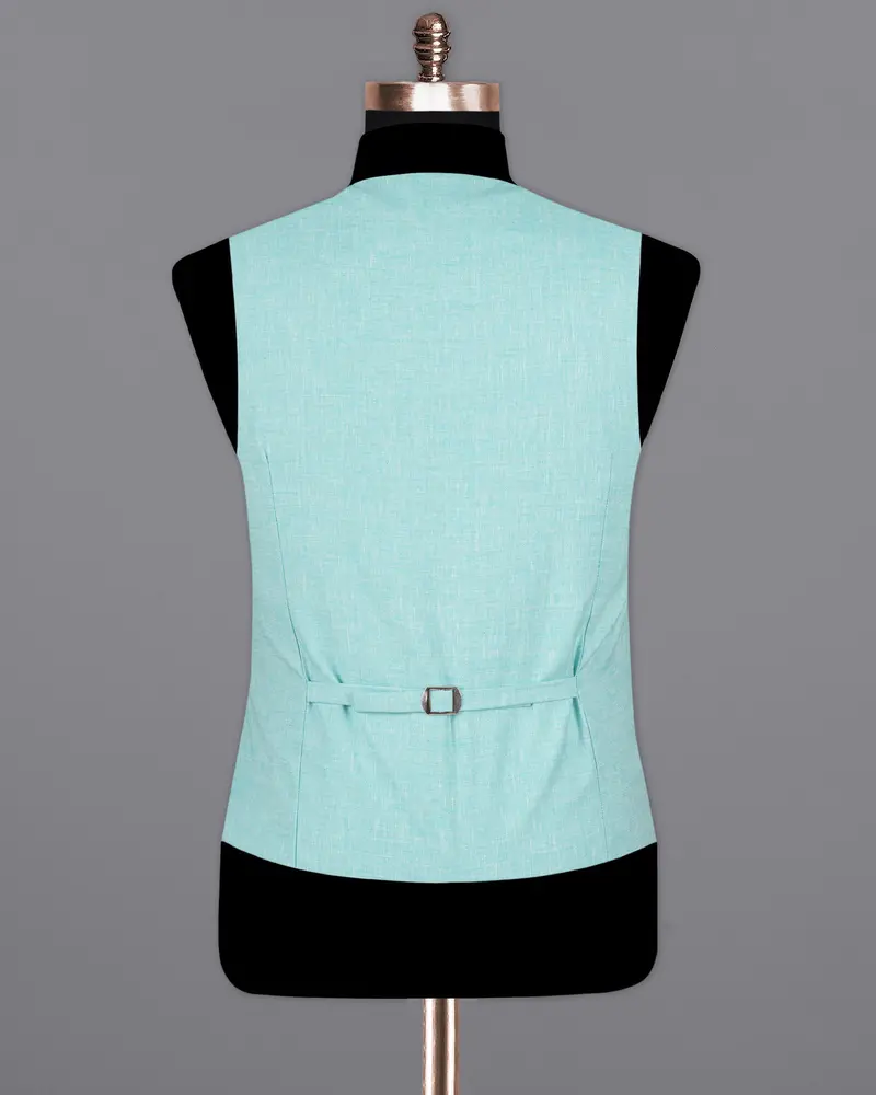 Aqua Island Blue Luxurious Linen Waistcoat 6