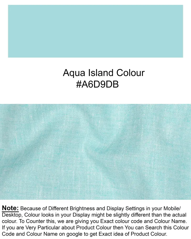 Aqua Island Blue Luxurious Linen Waistcoat 7