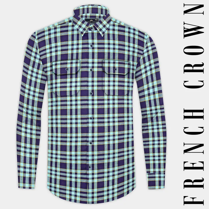 Aqua Island With Bleached Cedar Plaid Twill Overshirt/Shacket 1