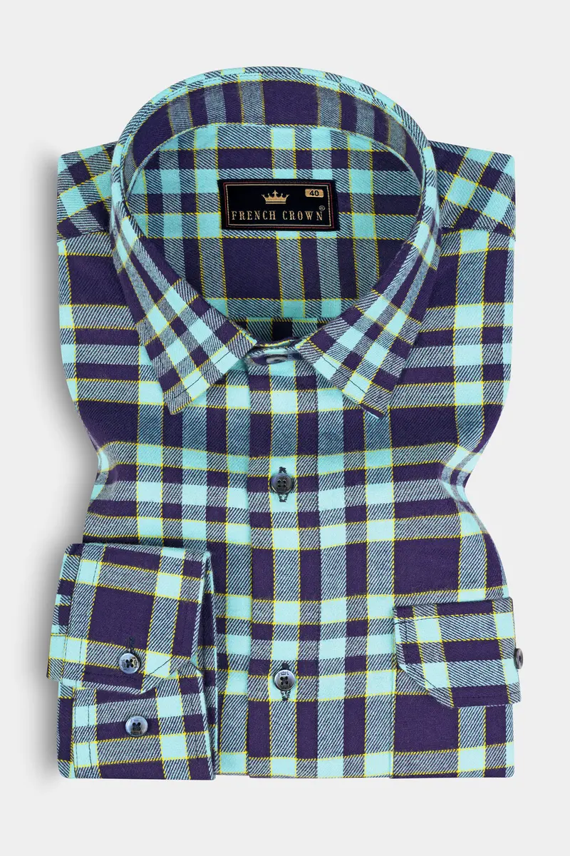 Aqua Island With Bleached Cedar Plaid Twill Overshirt/Shacket 5
