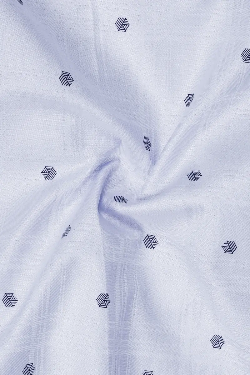 Aqua Wave-Tealish Blue Printed Dobby Textured Premium Giza Cotton Dress Shirt 2