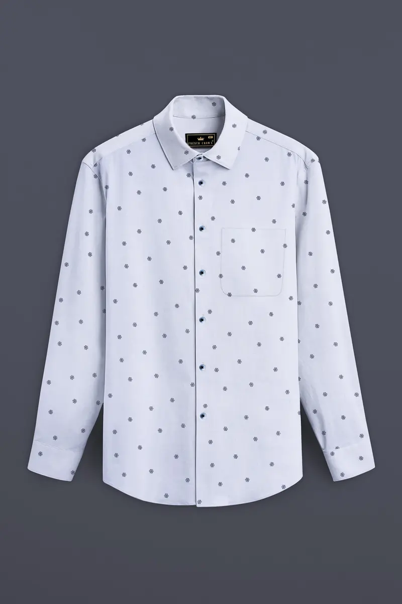 Aqua Wave-Tealish Blue Printed Dobby Textured Premium Giza Cotton Dress Shirt 4