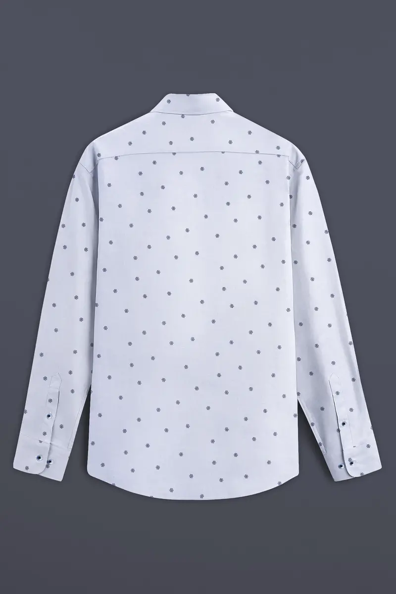 Aqua Wave-Tealish Blue Printed Dobby Textured Premium Giza Cotton Dress Shirt 5