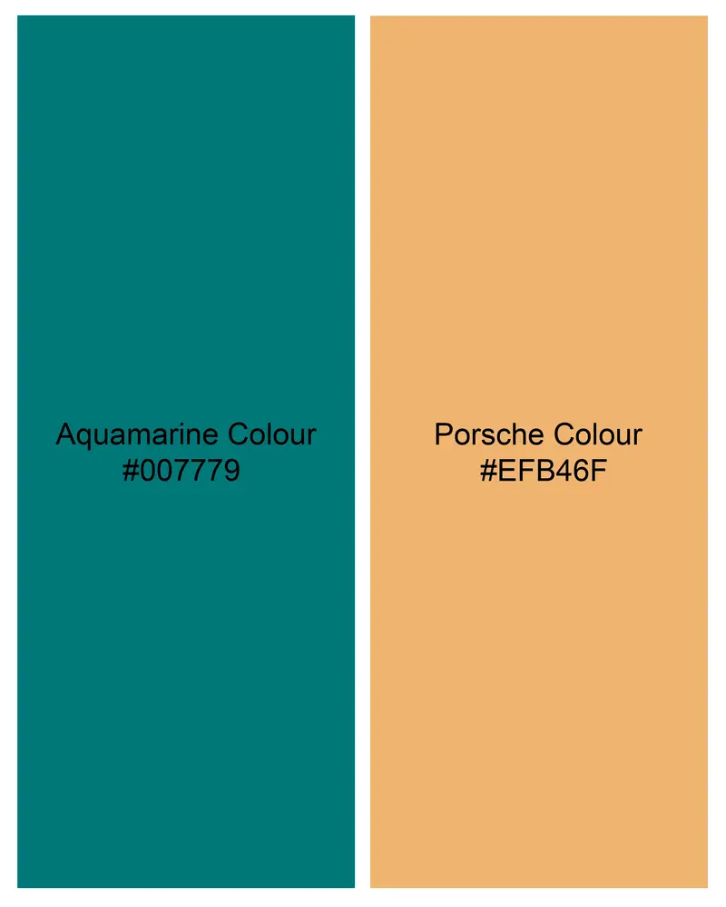 Aquamarine Green With Porche Yellow Two-Tone Jacquard Textured Premium Giza Cotton Shirt 8