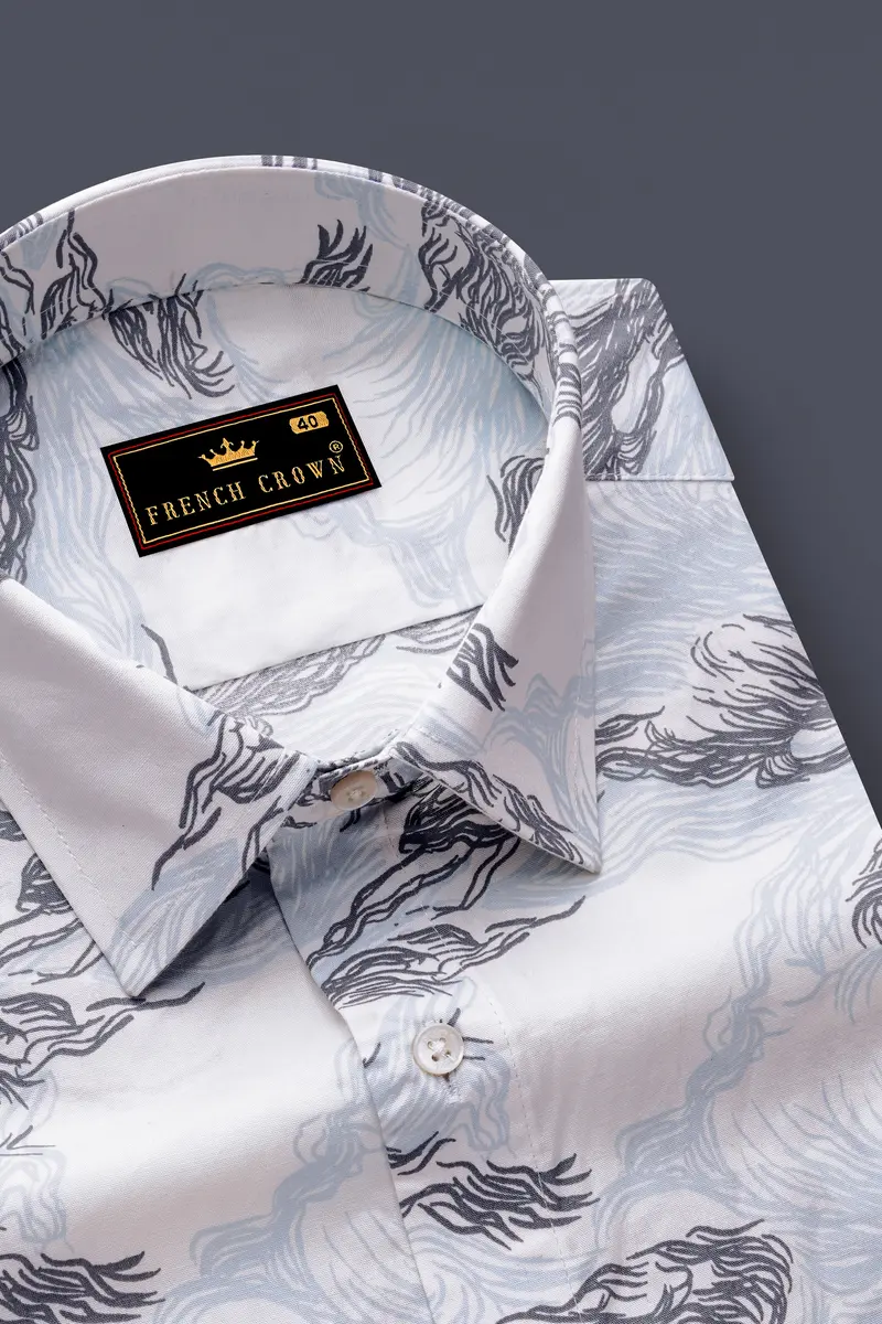 Aquivra-Bright White And Blizzard Blue Storm Waves Printed Super Soft Premium Cotton Casual Shirt 2