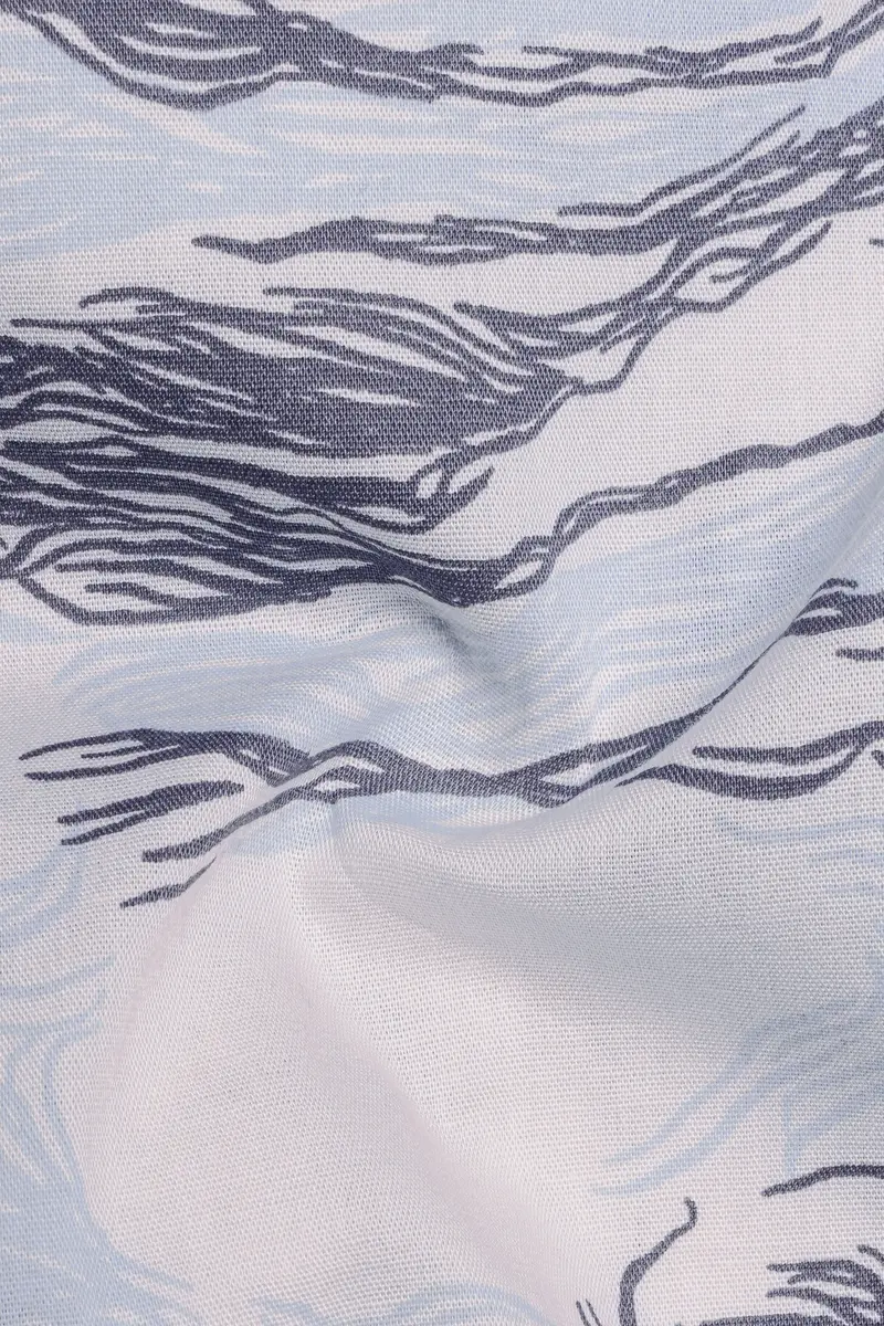 Aquivra-Bright White And Blizzard Blue Storm Waves Printed Super Soft Premium Cotton Casual Shirt 3